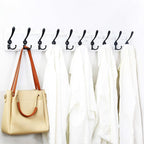 WEBI Coat Rack Wall Mount,38 9/16" Long,10 Tri Hooks for Hanging Coats,16" Hole to Hole,Coat Hooks Wall Mounted Coat Hanger,Wood Hook Rack for Clothes,Jacket,Hats,Rustic Black