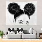 Batmerry Black Woman Afro American Tapestry, Shirt Graphic Hair Girl Beach Towel Hippie Trippy Tapestry Wall Art Meditation Decor for Bedroom Living Room Dorm, 51.2 x 59.1 Inches