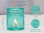 Blue Votive Candle Holders Set of 12, Vintage Blue Tealight Candle Holders, Teal Candle Holder for Wedding Home Decor, Embossed Candle Votives for Bridal Shower Decor/Thanksgiving/Christmas