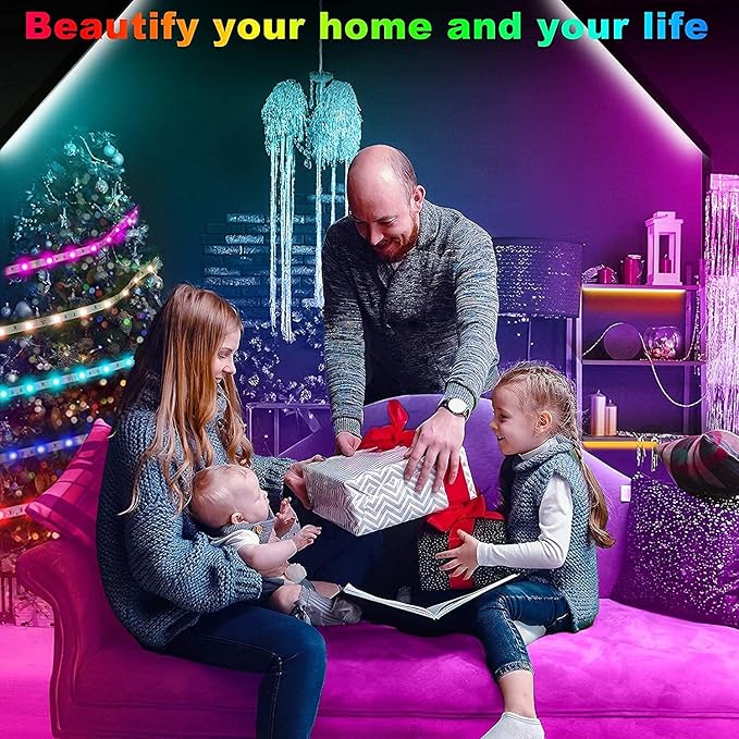 Keepsmile 50ft Led Strip Lights Smart Sync Music Led Lights for Bedroom Home Decoration, APP Control