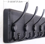 WEBI Coat Rack Wall Mount,38 9/16" Long,10 Tri Hooks for Hanging Coats,16" Hole to Hole,Coat Hooks Wall Mounted Coat Hanger,Wood Hook Rack for Clothes,Jacket,Hats,Rustic Black