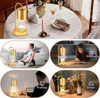 CASTLELIFE Candle Warmer Lamp with Timer & Dimmer, Height Adjustable Electric Wax Melt Warmer for Jar Candles, Gifts for Mom Home Decor, Gold