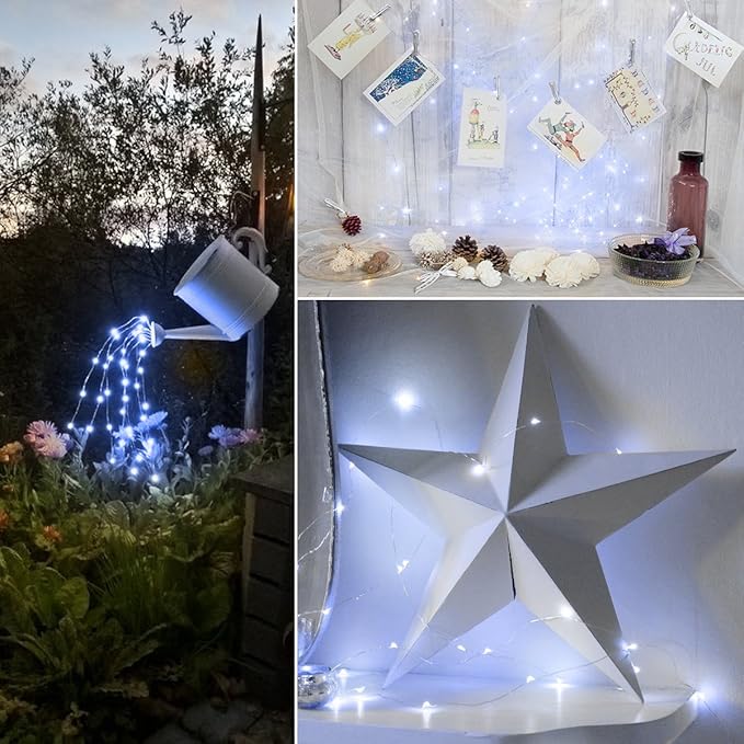 AMIR Upgraded Solar String Lights Outdoor, 39Feet 120 LED 8 Modes Copper Wire Light, Solar Powered Fairy Lights, Waterproof Solar Decoration Lights for Garden Yard Party Wedding Christmas (White)