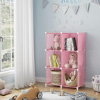 HOMIDEC 6-Cube Storage Shelf, Storage Bookcase Bookshelf with Metal Hammer, Storage Cubes Organizer Cabinet for Kids, Closet, Bedroom, Bathroom, (11.8x11.8x11.8 inch), Light Pink
