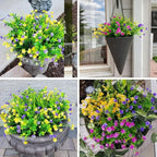 36 Bundles Outdoor Artificial Fake Flowers UV Resistant No Fade Boxwood Faux Plastic Shrubs Plants for Garden Patio Porch Window Box Home Wedding Farmhouse Hanging Décor