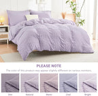 HYMOKEGE Lavender King Size Comforter Set Seersucker 7 Pieces, All Season Luxury Bed in a Bag for Bedroom, Bedding Set with Comforters, Sheets, Pillowcases & Shams