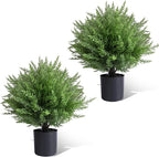 Artificial Topiary Bushes for Outdoors with Spike, Christmas Tree, UV Resistant Faux Plants for Indoor Outdoor Fall Winter Decor (Heart Crpress Topiary with Pot-2 Pack)