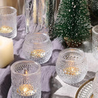 40 Pcs Assorted Clear Votive Candle Holders Bulk- Small Candle Holders Bulk for Wedding Table Decor, Glass Tealight Candle Holder for Fall, Thanksgiving, Christmas, Wedding Party Decor