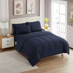 Twin XL Comforter Set with Sheets - 5-Piece Bedding Collection - 1 Comforter, 1 Fitted Sheet, 1 Flat, 2 Pillowcases - Deep Pocket - Soft & Premium Quality - Ideal for All Seasons, Navy Blue
