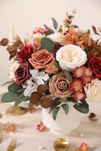 Artificial Flower Box Set Silk Fake Flowers for DIY Wedding Hand Bouquet Flower Arrangement Bouquet Centerpiece Decorations Baby Shower Party Home Decorations (Burgundy)