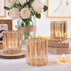 6pcs Votive Candle Holder, Gold Glass Large Candle Holders, Tealight Candle Holder for Fall Wedding Centerpieces Dinner Party Table Decor