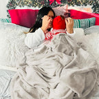Bedsure GentleSoft Fleece Throw Blanket Linen - 300GSM Soft Lightweight Plush Cozy Blankets for Bed, Sofa, Couch, Travel, Camping, 50x60 inches