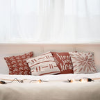 Ambesonne Modern Throw Pillow Cushion Case Pack of 4, Scandinavian Minimal Ornaments Boho Feather Leaves and Home Phrase Print, Modern Accent Double-Sided Digital Printing, 20", Pale Tan and Dark Rust