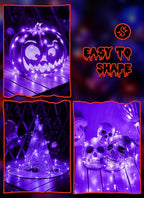 5 Pack Fairy Lights Battery Operated, 7 Feet 20 Led String Lights with Timer, Waterproof Firefly Lights for Party Haunted House Indoor Outdoor Halloween Decorations, 6 Hours on/18 Hours Off, Purple