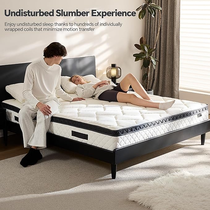 King Size Mattress in a Box, 12 Inch Hybrid Mattress with Individual Pocket Spring & Memory Foam, Soft, Motion Isolation, Medium Firm Comfort for Pressure Relief, CertiPUR-US Certified