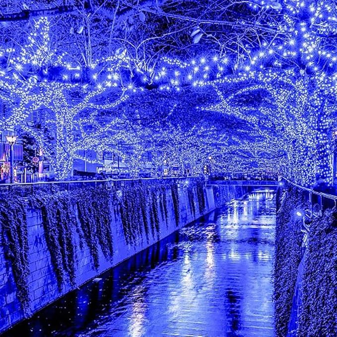 66Ft 200LED Blue Christmas Lights Plug in,Connectable Christmas Tree Lights,8 Modes String Lights Indoor Outdoor for Halloween Tree Party Bedroom Garden Decor (Clear Wire)