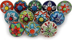 Cabinet Multicolor Assorted Ceramic Drawer Pull Handle Kitchen Cupboard Wardrobe Knob Boho Room Decorative Furniture Dresser Drawers Knobs-Pack of 12