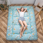 MAXYOYO Rustic Floral Korean Floor Mattress Japanese Futon Mattress, Foldable Bed Roll Up Camping Mattress Floor Lounger Bed Couches and Sofas Mattress Topper, Full