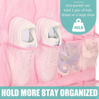 Tiblue Over The Door Shoe Organizers Pink with 35 Mesh Pockets Baby Organizer Storage Hanging Shoe Organizer Shoe Holder Rack For Toddler Girl Room Baby Room Craft Room Bedroom Pantry Bathroom Closet