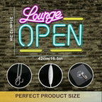 Lounge Open Neon Signs,Bright Led Light, Dimmable, for Business Walls, Shop Coffee, Salon Hotel Store 16.5'' * 12.2'' (USB Powered)