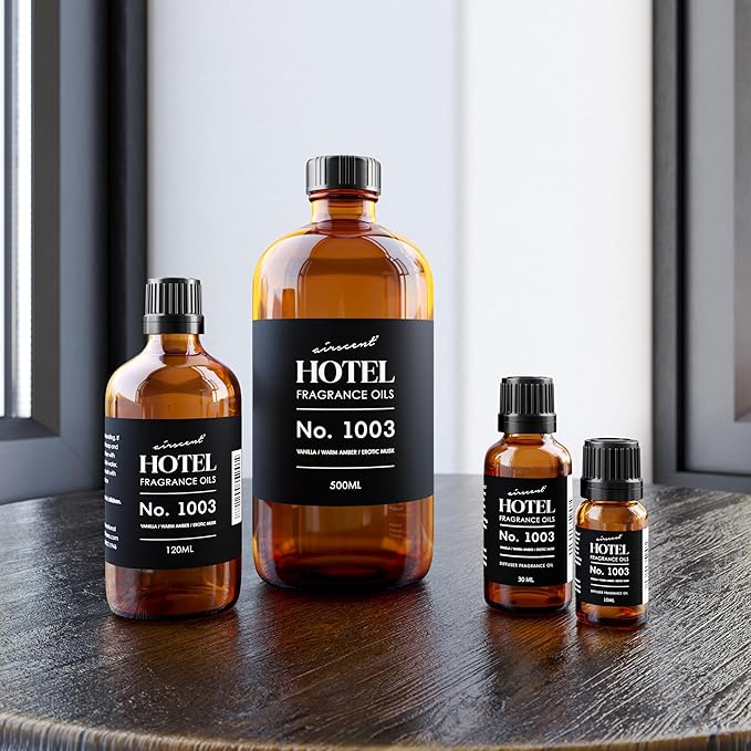 AirScent Hotel Diffuser Oil No. 1003 Inspired by The Asian Garden Las Vegas Hotel Scent - Premium Fragrance Oil for Ultrasonic and Waterless Diffusers and Crafting - 120 mL, 4 fl oz Glass Bottle