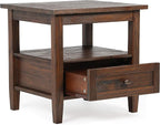 SIMPLIHOME Warm Shaker SOLID WOOD 20 inch Wide Rectangle Transitional End Table in Distressed Charcoal Brown for the Living Room and Bedroom