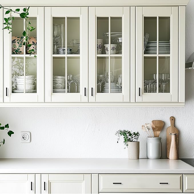 JOY DECOR Cabinet Handles, Black Cabinet Pulls, 2 Pack Kitchen Closet Handles 3 Inch, Square Drawer Pulls Stainless Steel Drawer Hardware, 76mm Hole Centers