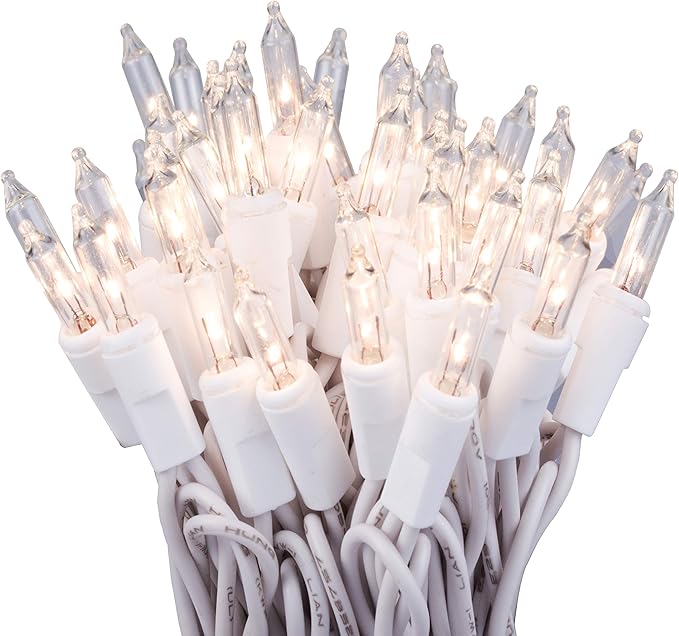 612 Vermont 100 Clear Christmas Lights on White Wire, UL Approved for Indoor/Outdoor Use, 18 Foot of Lighted Length, 20 Foot of Total Length (Pack of 2)