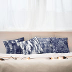 Ambesonne Vintage Throw Pillow Cushion Case Pack of 4, Abstract Grunge Effect Brushstrokes and Waving Striping Stains Paisley Drops, Modern Accent Double-Sided Digital Printing, 16", Violet Blue White