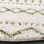 SAFAVIEH Arizona Shag Collection Area Rug - 3'2" Round, Ivory & Green, Moroccan Design, Non-Shedding & Easy Care, 1.6-inch Thick, Ideal for The Living Room, Dining, Bedroom (ASG741Y)