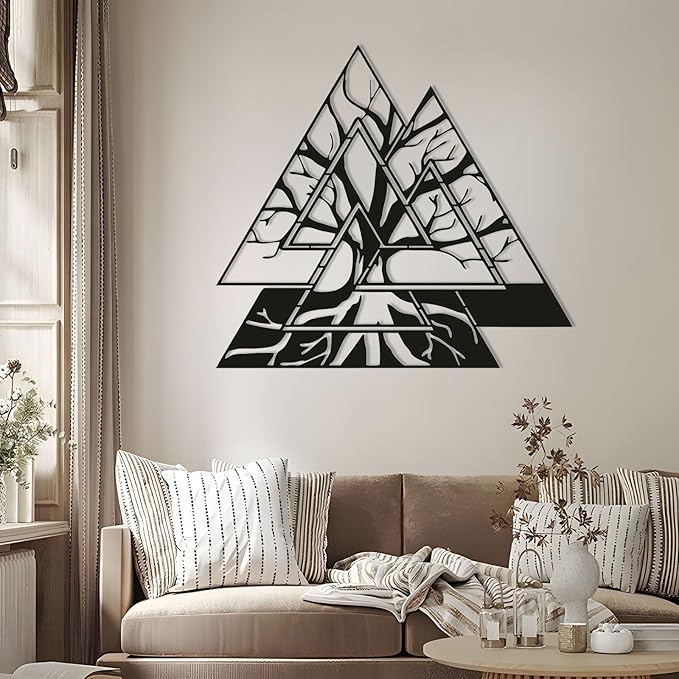 Metal Viking Wall Decor, Tree of Life Metal Wall Art, Norse Viking Decor, Norse Pagan Decor, Pagan Wall Decor, Tree of Life Wall Sculpture, Scandinavian Home Decor, Godly Home Decor (White, 24"x14"|60x60cm)