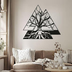 Metal Viking Wall Decor, Tree of Life Metal Wall Art, Norse Viking Decor, Norse Pagan Decor, Pagan Wall Decor, Tree of Life Wall Sculpture, Scandinavian Home Decor, Godly Home Decor (Gold, 39"x39"|100x100cm)