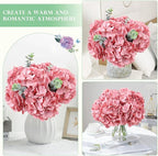 AVIVIHO Dusty Rose Hydrangea Silk Flowers Heads Pack of 10 Dusty Rose Fullness Hydrangea Flowers Artificial with Stems for Wedding Home Party Shop Baby Shower Decoration