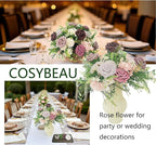 Artificial Fake Flowers 25pcs Roses, Shade of Light Purple Foam Rose Faux Flower for DIY Wedding Bouquet Bridal Shower Centerpieces Floral Arrangements Party Table Home Decorations