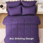 Love's cabin California King Comforter Set Dark Purple, 7 Pieces California King Bed in a Bag, All Season Bedding Sets with 1 Comforter, 1 Flat Sheet, 1 Fitted Sheet, 2 Pillowcase and 2 Pillow Sham