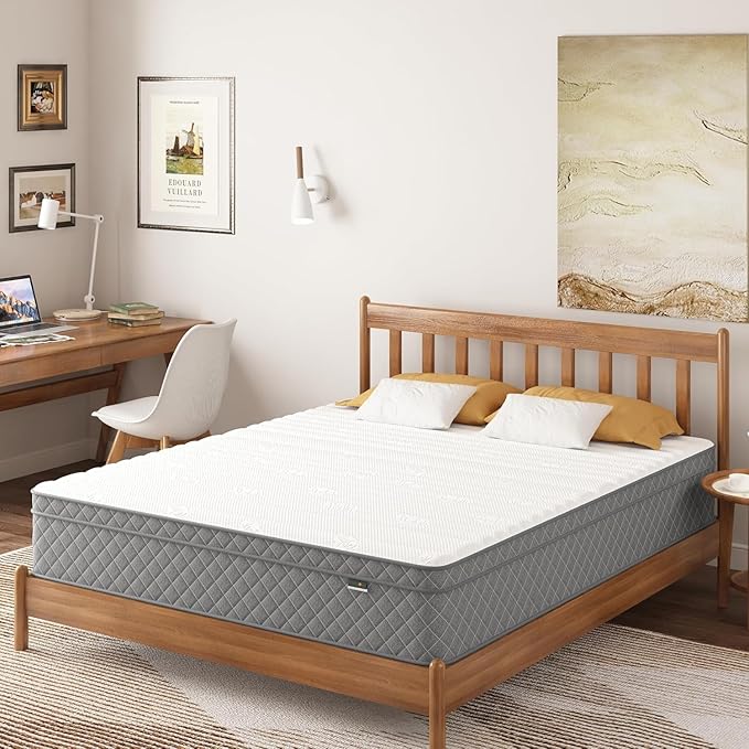 PurrJoys King Mattress, 12 Inch Hybrid King Size Mattress with Cooling Gel Memory Foam and Pocket Springs, CertiPUR-US Certified, Medium Firm