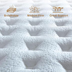 Queen Mattress, 14 Inch Innerspring Hybrid Mattress in a Box with Gel Memory Foam, Individually Wrapped Encased Coil Pocket Spring Mattresses, Pressure Relief, Medium Firm Support, 60"*80"*14"