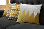 Ambesonne Modern Throw Pillow Cushion Case Pack of 4, Geometric Style Pattern of Triangles Zigzags Love Home Phrase Print, Modern Accent Double-Sided Digital Printing, 20", Pale Orange Amber and White