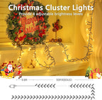 50FT 1000 LED Cluster Christmas Lights, Christmas Tree Lights Outdoor Indoor with 8 Modes & Timer & Remote, Firecrackers String Lights Waterproof for Garland Party Xmas Decorations, Warm White