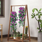 RECUTMS Artificial Hanging Rose Plants Fake Flowers Vines Wall Décor House Garden Patio Front Porch Indoor Decor (Purple)