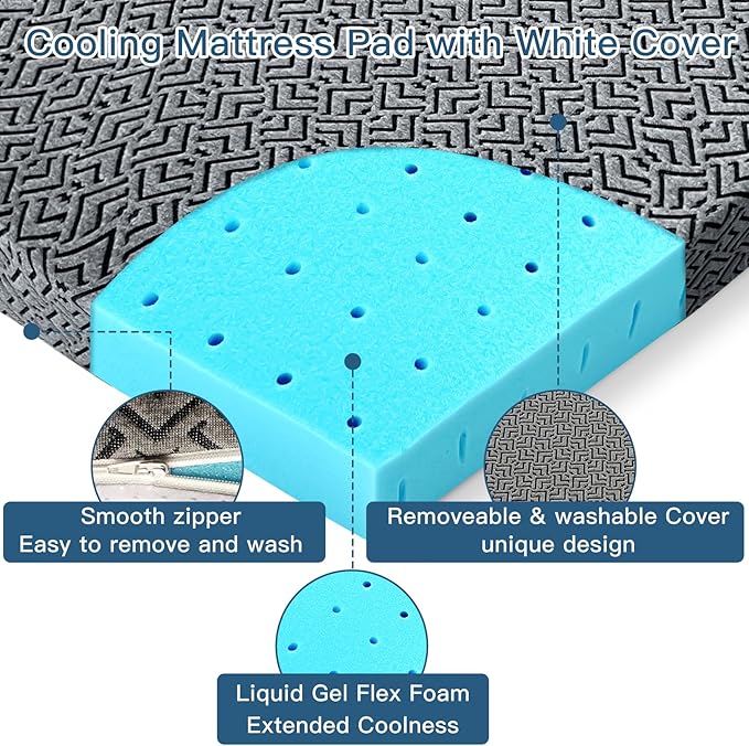 Airensky 2 Inch Memory Foam Mattress Topper, Cooling Gel Infused High Density King (76"x80") Topper with Removable Skin-Friendly Cover, Bed Topper for Pressure Relief Back Pain, CertiPUR-US Certified