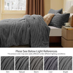 BEDELITE Fleece King Comforter Set -Super Soft & Warm Fluffy Grey Faux Fur Bedding, Luxury Fuzzy Heavy Bed Set for Winter with 2 Pillow Cases