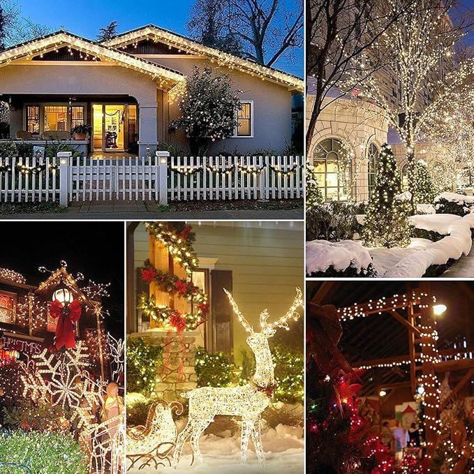 Decute 300LED Christmas Tree String Lights 99FT Silver Wire Warm White Dimmable with Remote Control, UL Cerficated Plug in Fairy Lights Decorative for Party Wedding Indoor Outdoor