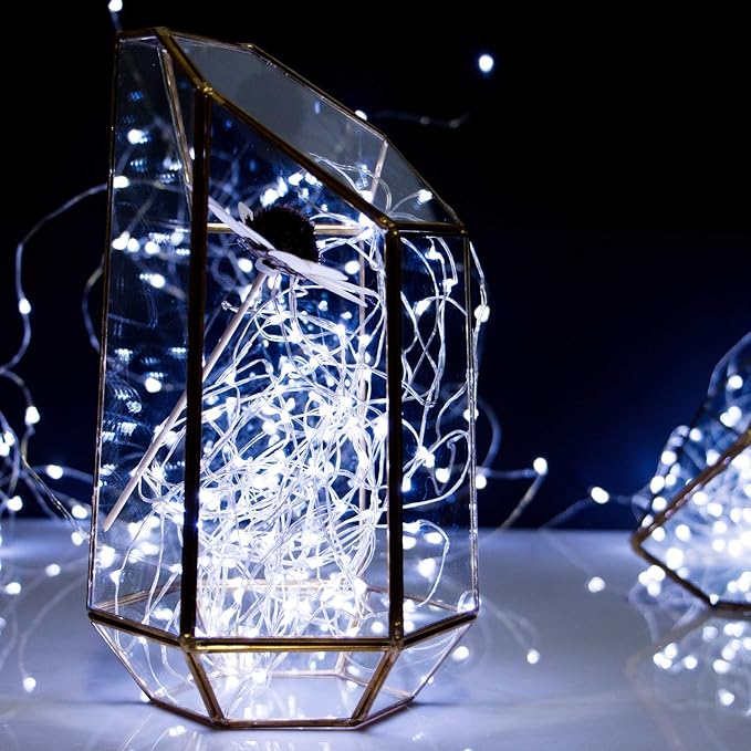 USB Fairy String Lights, 40FT 120LED Firefly String Lights, 8 Lighting Modes Twinkle Lights for Bedroom Halloween Christmas Tree Wreath Party Wedding Baby Shower Decoration, Pure White