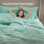 Bedsure Full Comforter Set Mint Green - Bed in a Bag Full Size Bedding Set 7 Pieces, GentleSoft™ Pintuck Bed Set Gift for Family, Pinch Pleat All Season Comforter with Sheets, Pillowcases & Shams