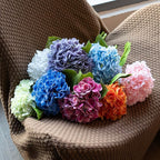 3PCS 22 inch Realistic Artificial Hydrangea Large Real Touch Flowers Artificial Flowers Dry Flowers Outdoor Wedding Christmas Office Family Party Living Room Table Decoration (Blue)