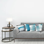 Ambesonne Grunge Throw Pillow Cushion Case Pack of 4, Abstract Design Simplistic Minimal Stripes Brushstrokes Contemporary, Modern Accent Double-Sided Digital Printing, 20", Sea Blue Grey and White
