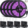 33FT USB Black Lights LED Strip, Battery Operated Black Light Tapestry Light, 300LEDs Blacklight for Bedroom Glassroom, Halloween, Glow Neon Party, Birthday, Fluorescent Poster Painting,4 Pack