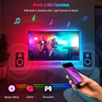 PANGTON VILLA LED Lights for TV 70-85 Inch, 18FT ICRGB TV LED Backlight Kit Work with APP & Remote Control, Music Sync TV LED Lights, TV Lights Behind, USB Powered, Rainbow