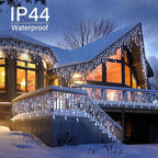 Icicle Lights Outdoor, 33 FT 400 LED Christmas Lights with 60 Drops, Waterproof Connectable Icicle Christmas Light Outdoor with Remote and Timer, 8 Light Modes Christmas Decorations for Roofline